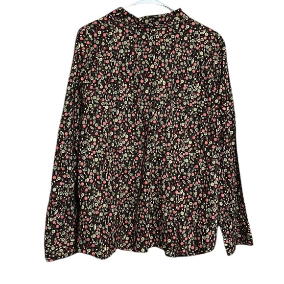CJ Banks Button Down Blouse Floral Long Sleeves 100% Cotton Size 1X - Picture 2 of 7